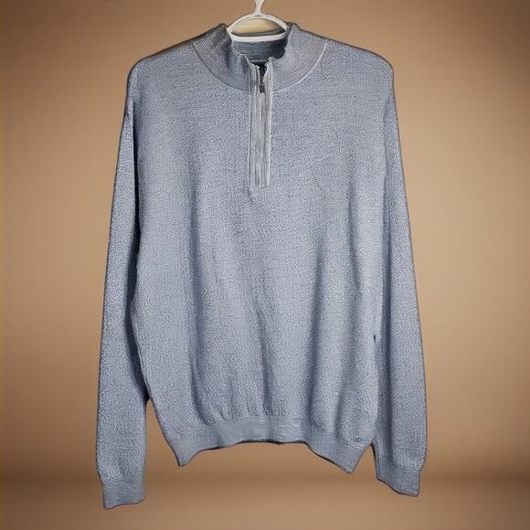 St. Croix Light Blue Knit Pullover Sweater – Mock Neck, 1/4 Zip, Long Sleeve, XL - Picture 1 of 6